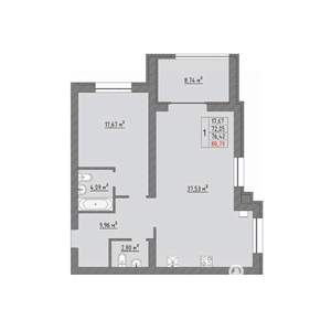 1-к квартира, строящийся дом, 81м2, 5/9 этаж