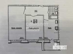 2-к квартира, вторичка, 68м2, 9/9 этаж