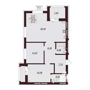 3-к квартира, вторичка, 100м2, 1/9 этаж
