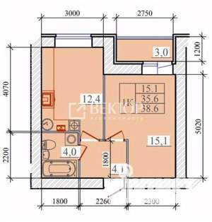 1-к квартира, вторичка, 39м2, 6/14 этаж