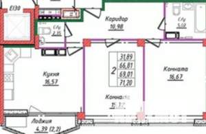 2-к квартира, вторичка, 71м2, 5/14 этаж
