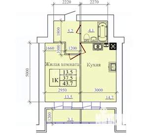 1-к квартира, вторичка, 38м2, 2/14 этаж