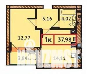 1-к квартира, вторичка, 38м2, 6/9 этаж