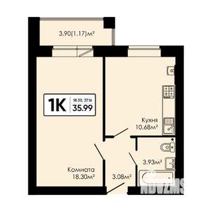 1-к квартира, вторичка, 36м2, 3/4 этаж