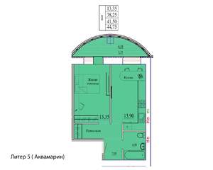 1-к квартира, вторичка, 45м2, 5/9 этаж