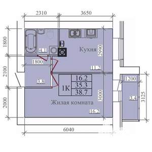 1-к квартира, вторичка, 39м2, 5/14 этаж