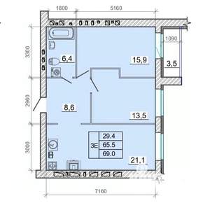 3-к квартира, вторичка, 69м2, 8/14 этаж