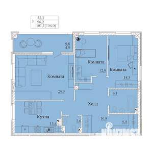 3-к квартира, строящийся дом, 106м2, 3/14 этаж
