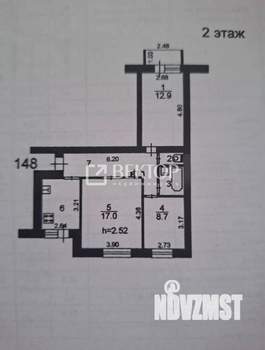 3-к квартира, вторичка, 62м2, 2/9 этаж