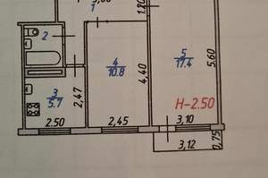 2-к квартира, вторичка, 43м2, 5/5 этаж