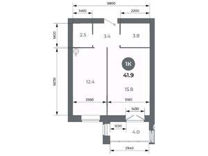 Студия квартира, вторичка, 42м2, 5/9 этаж