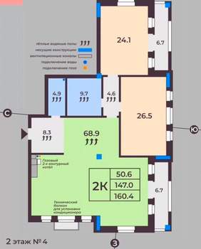 2-к квартира, вторичка, 147м2, 2/9 этаж