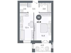 Студия квартира, вторичка, 42м2, 3/9 этаж