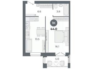 Студия квартира, вторичка, 44м2, 3/9 этаж