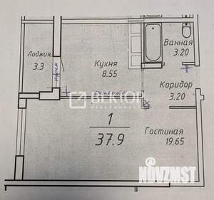 1-к квартира, вторичка, 38м2, 6/14 этаж