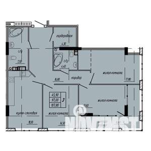 3-к квартира, строящийся дом, 108м2, 6/9 этаж