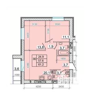 3-к квартира, вторичка, 61м2, 12/14 этаж