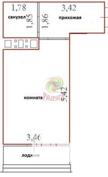 Студия квартира, вторичка, 34м2, 11/18 этаж