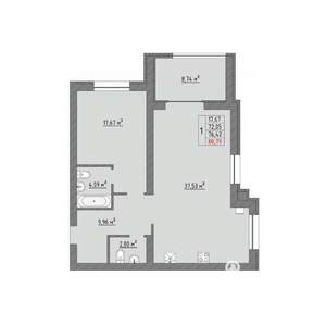 1-к квартира, строящийся дом, 81м2, 2/9 этаж