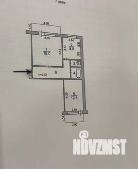 2-к квартира, вторичка, 52м2, 7/9 этаж