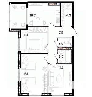 2-к квартира, вторичка, 76м2, 4/6 этаж