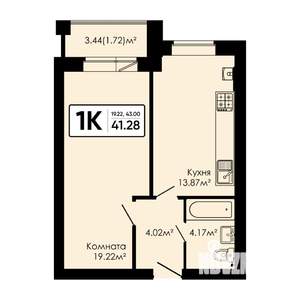 1-к квартира, вторичка, 41м2, 3/4 этаж