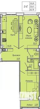 2-к квартира, вторичка, 63м2, 1/9 этаж