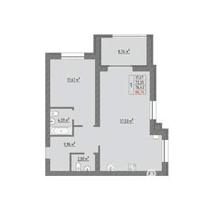 1-к квартира, строящийся дом, 81м2, 4/9 этаж