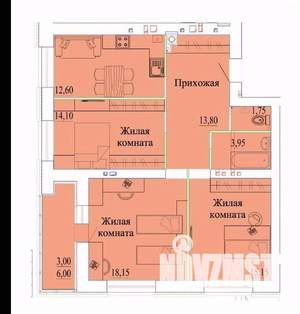 3-к квартира, вторичка, 86м2, 6/9 этаж