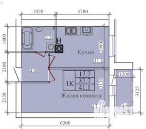 1-к квартира, вторичка, 41м2, 13/14 этаж