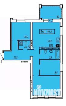 3-к квартира, строящийся дом, 84м2, 6/9 этаж