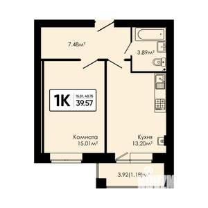 1-к квартира, вторичка, 40м2, 3/4 этаж