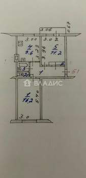 2-к квартира, вторичка, 48м2, 2/5 этаж