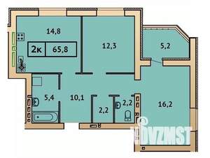 2-к квартира, строящийся дом, 66м2, 1/9 этаж