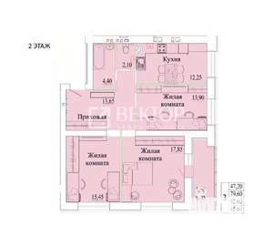 3-к квартира, сданный дом, 83м2, 2/9 этаж