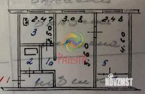 2-к квартира, вторичка, 44м2, 1/5 этаж