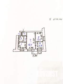 3-к квартира, вторичка, 42м2, 5/5 этаж