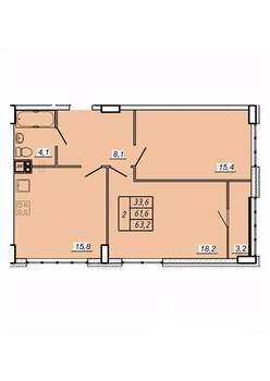 2-к квартира, строящийся дом, 63м2, 2/17 этаж