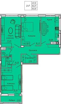 3-к квартира, вторичка, 90м2, 3/9 этаж