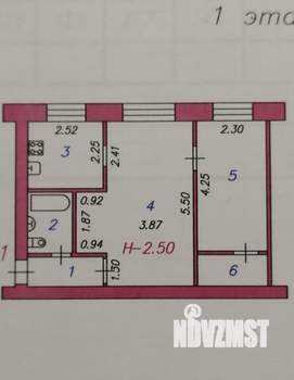 2-к квартира, вторичка, 42м2, 1/5 этаж