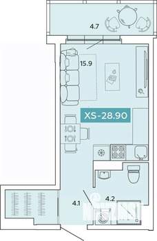 1-к квартира, вторичка, 29м2, 2/14 этаж