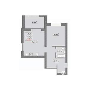 2-к квартира, строящийся дом, 62м2, 2/9 этаж