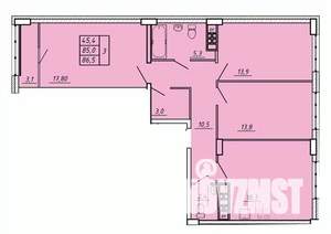3-к квартира, строящийся дом, 87м2, 12/17 этаж