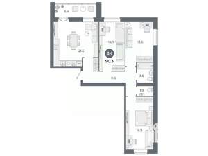 3-к квартира, вторичка, 90м2, 4/9 этаж