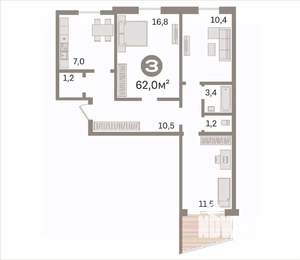 3-к квартира, вторичка, 62м2, 7/9 этаж