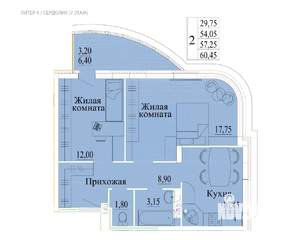 2-к квартира, вторичка, 60м2, 11/14 этаж