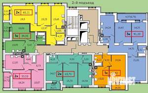 2-к квартира, вторичка, 68м2, 2/15 этаж