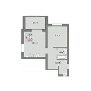 1-к квартира, строящийся дом, 62м2, 5/9 этаж