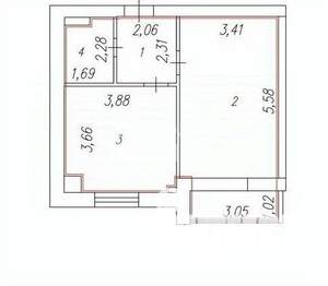 1-к квартира, вторичка, 44м2, 4/10 этаж
