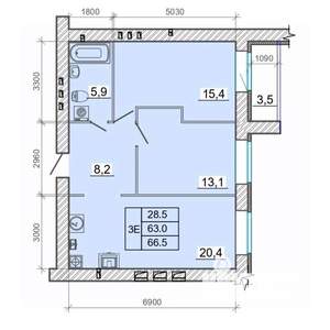 3-к квартира, вторичка, 67м2, 7/14 этаж